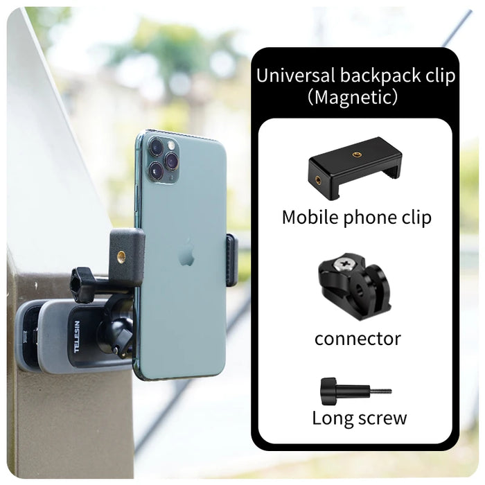 360 Degree Magnetic Backpack Clip Mount For Gopro Insta360 Dji Action Cameras