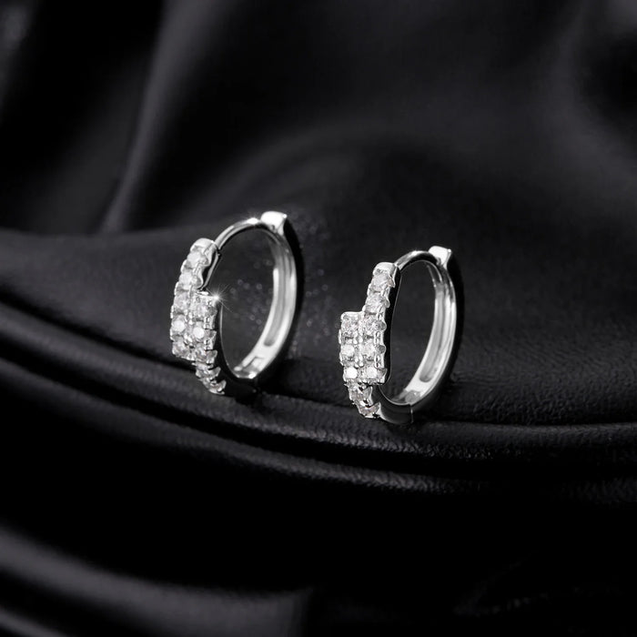 925 Sterling Silver D Colour Moissanite Double Hoop Earrings For Women