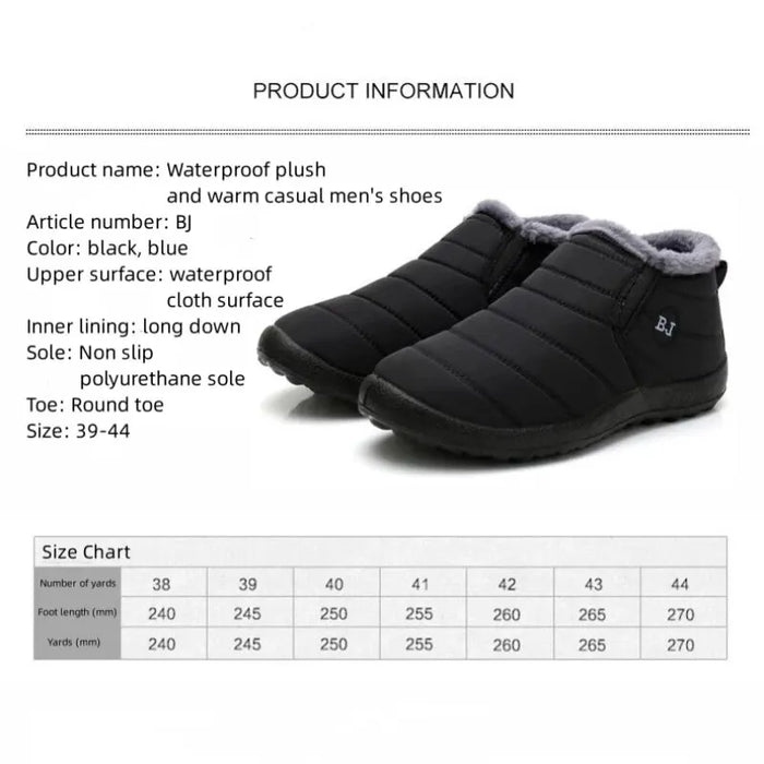Winter Mens Snow Boots with Plush Insulation and Waterproof Anti Slip Design