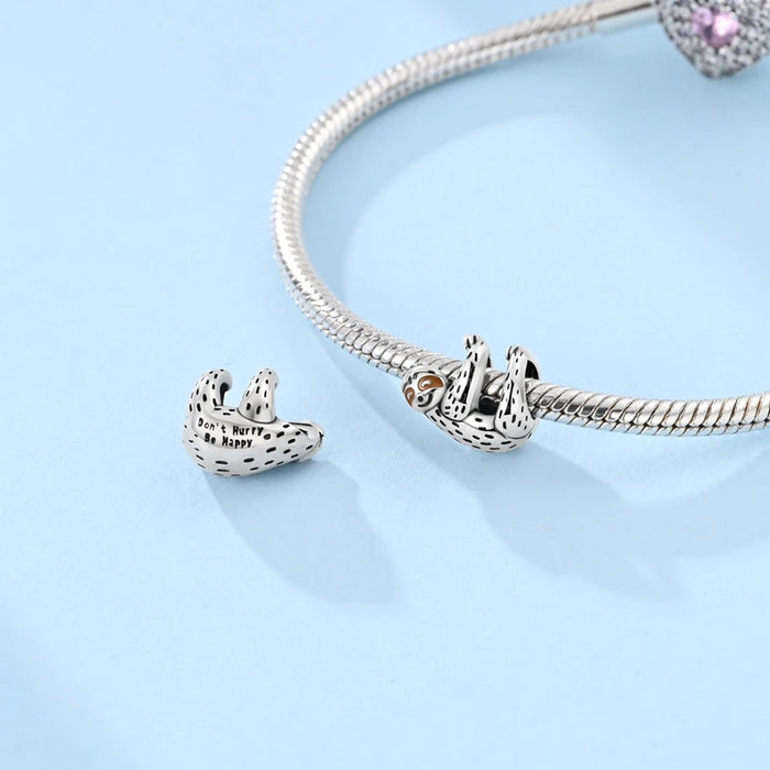 925 Sterling Silver Sloth Pendant Charms Fits Bracelet / Necklace Diy Gift