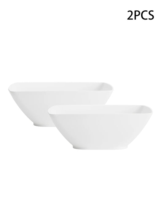 2 / 6 / 12 Piece Reusable Large White Plastic Bowls Ideal For Soup Noodles Oatmeal Salad