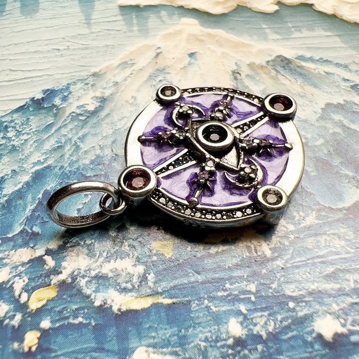 925 Sterling Silver Boho Soul Eye Star Half Moon Pendant European Style Accessory For Women