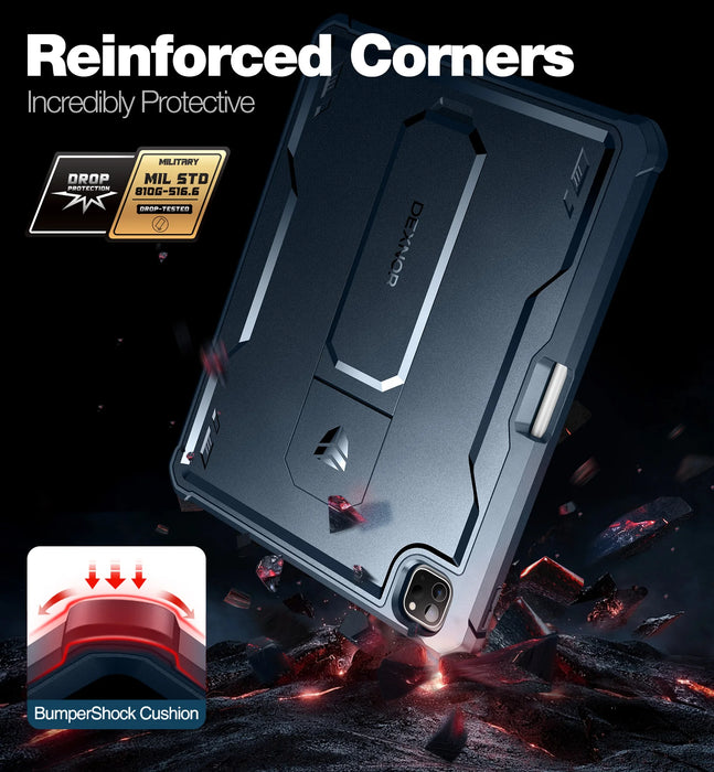 For Ipad Pro 12.9 Case Heavy Duty Shockproof Full Body Protective Case With Pen Holder & Built In Screen Protector