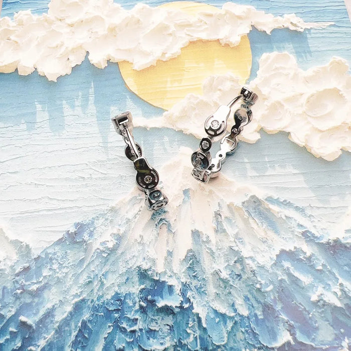 925 Sterling Silver Hinged Hoop Earrings Europe Style Glam Fine Jewelry For Women Classic