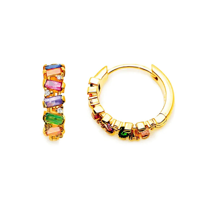 925 Sterling Silver Colourful Stone Hoop Earrings European Style Fine Jewelry For Women Bohemian