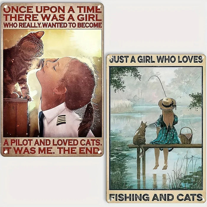 Black Cat Fishing Metal Sign For Home Or Office