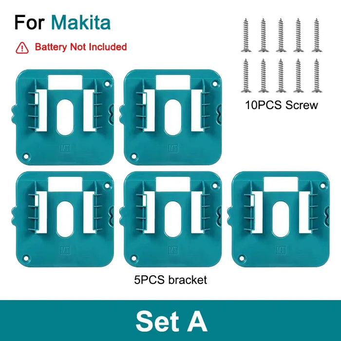 5 / 10 Pack Universal Battery Storage Rack For 14.4V And 18V Li Ion Batteries Wall Mount Tool Bracket For Dewalt Makita And Milwaukee Compatible Batteries