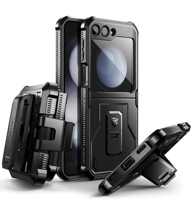 For Samsung Galaxy Z Flip 5 5G 2023 Belt Clip Rugged Shockproof Bumper Protective Holster Case With Foldable Kickstand