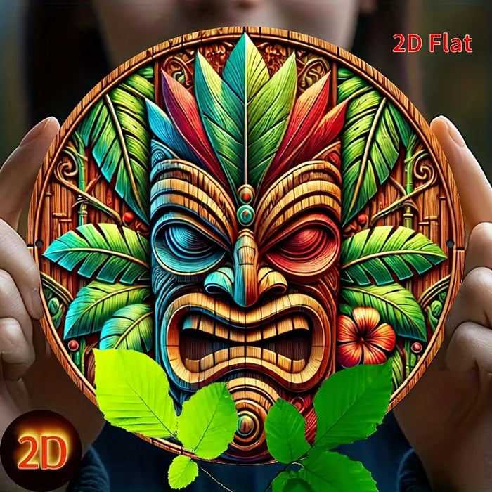 Vivid Aluminum Tiki Mask Sign Ideal For Porch Living Room & Garden