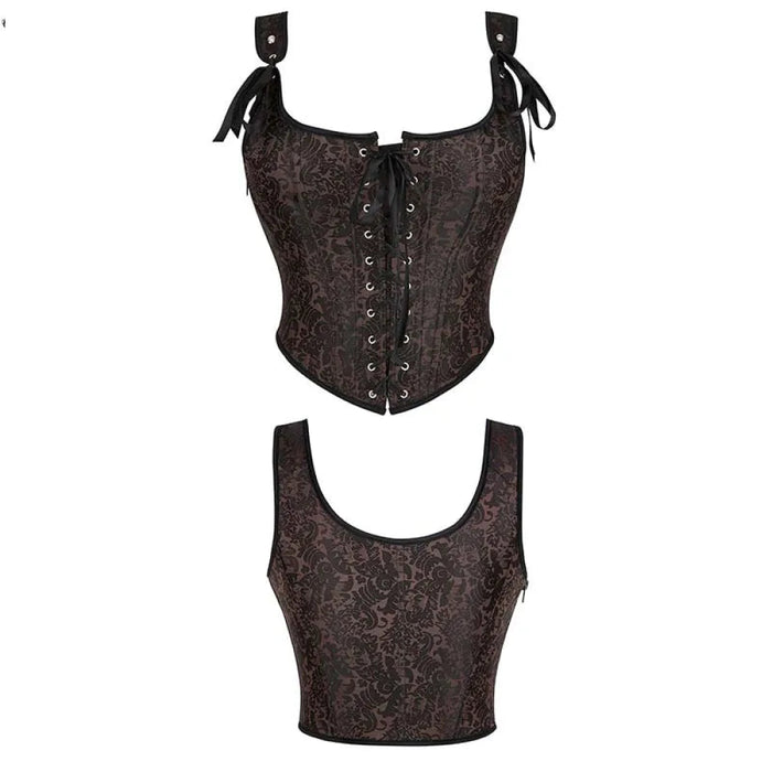 Steampunk Retro Bustier Strap Vest Tank Top Coffee Corset Plus Size Xs-6Xl