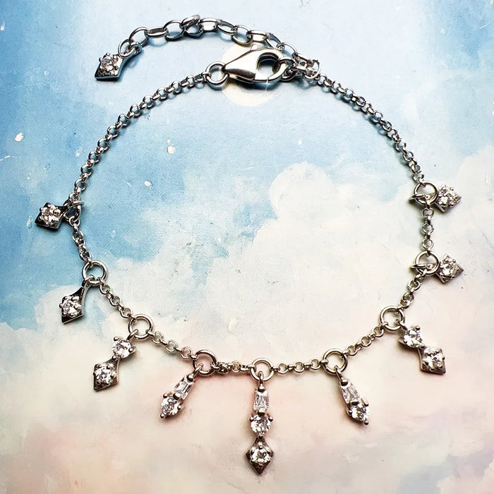 925 Sterling Silver Sun Rays Link Bracelet For Women Romantic Gift