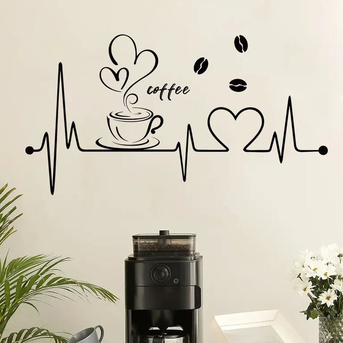 Kitchen Coffee Wall Stickers Heartbeat Design