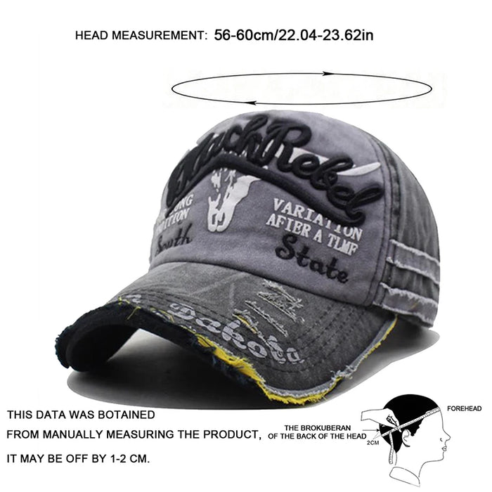 Embroidered Washed Baseball Cap Adjustable Outdoor Sun Hat