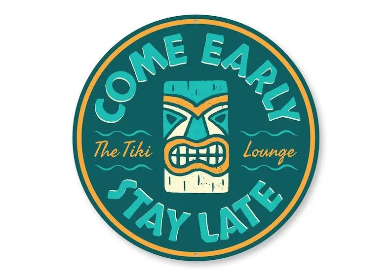 Beach Tiki Show Sign Metal Decor