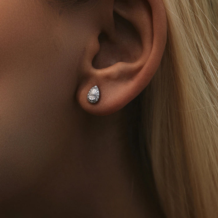 925 Sterling Silver Pear Moissanite Stud Earrings For Women