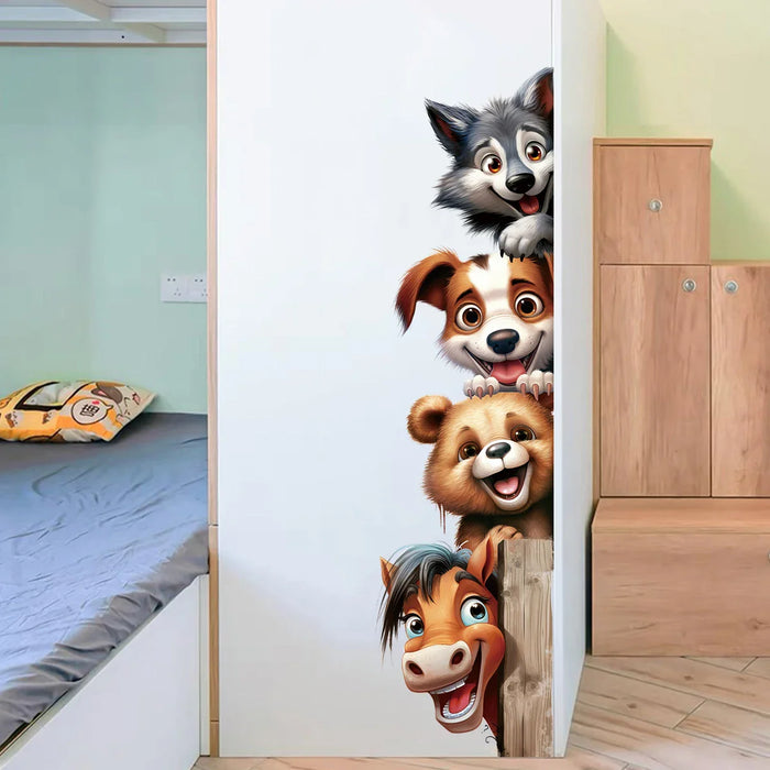 Adorable Animal Door Stickers For Kids Room Decor
