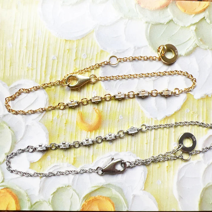 925 Sterling Silver Modern Link Chain Bracelet Happiness Jewelry For Women