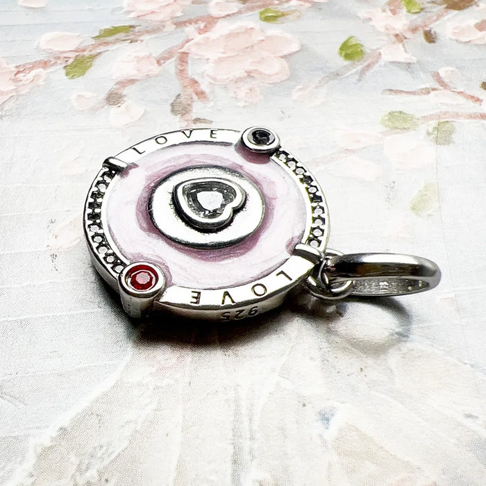 925 Sterling Silver Romantic Pink Heart Pendant Jewelry For Women