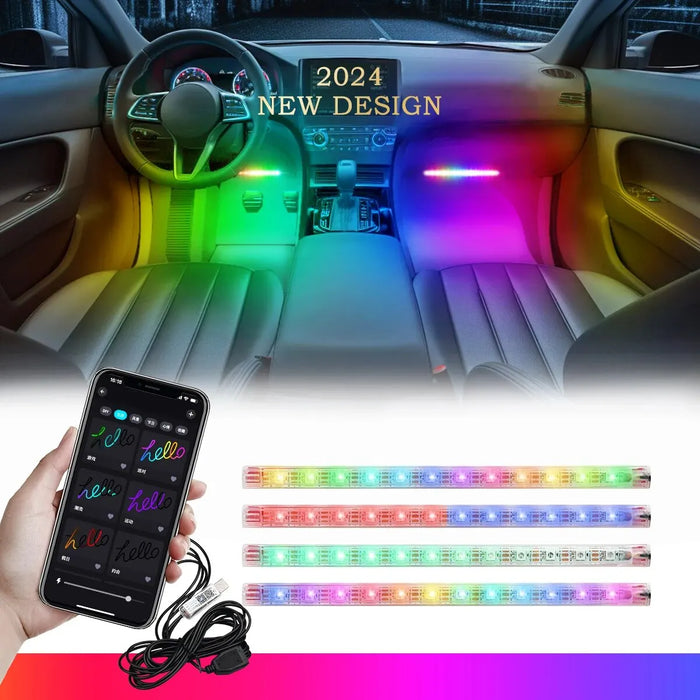 Music Control Rgb Car Interior Foot Lights Usb Led Kit