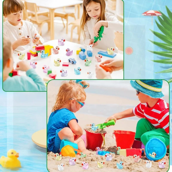 100 Mini Resin Ducks 10 Colors Diy Garden Aquarium Dollhouse