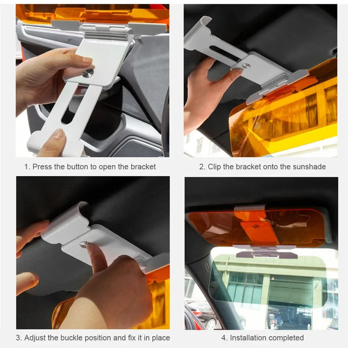 Anti-Uv Car Sun Visor Day / Night Goggles Clip-On Shield Rotatable Safe Driving