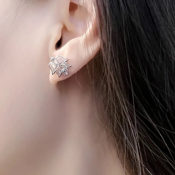 925 Sterling Silver Lotus Stud Earrings For Women