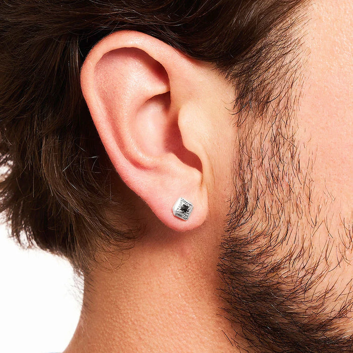 925 Sterling Silver Vintage Rhombus Ear Studs Unisex Gift