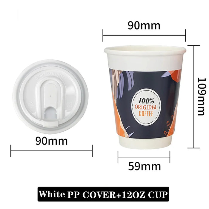 24 Piece Disposable Cups With Lids For Hot / Cold Drinks 8 / 12Oz