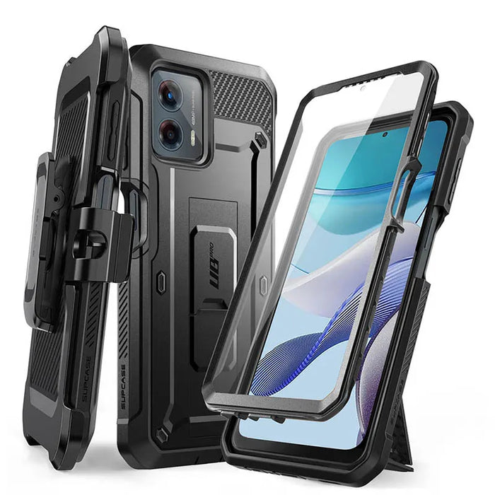 For Moto G 5G 2023 Fit 4G Version Ub Pro Full-Body Rugged Belt Clip Kickstand Case With Built-In Screen Protector