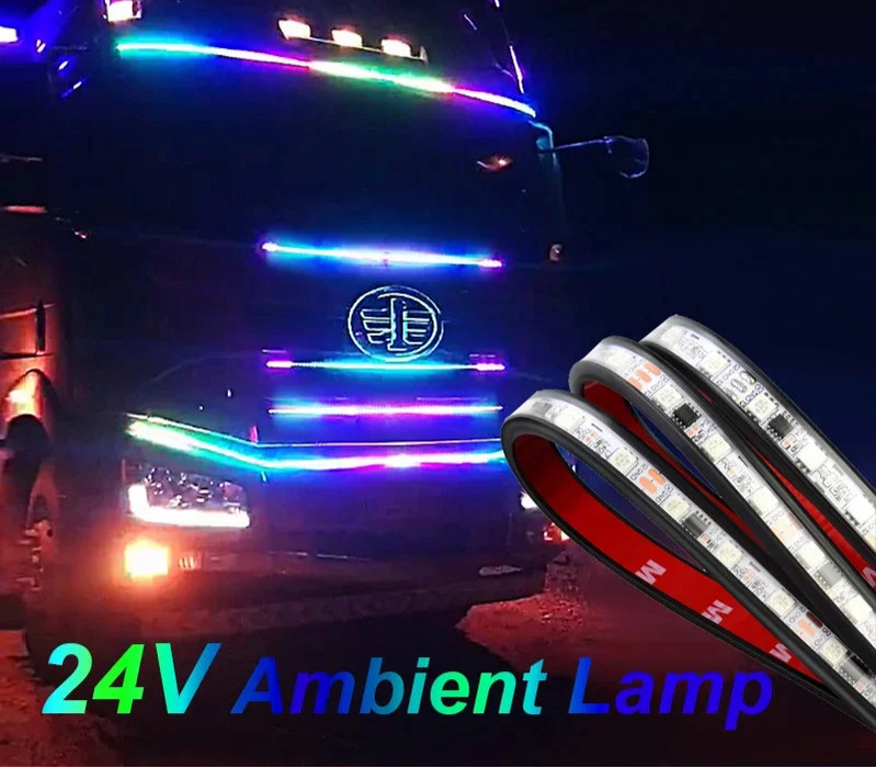 24V Truck Led Ambient Light Strip Colourful Flashing For Night Driving Safety