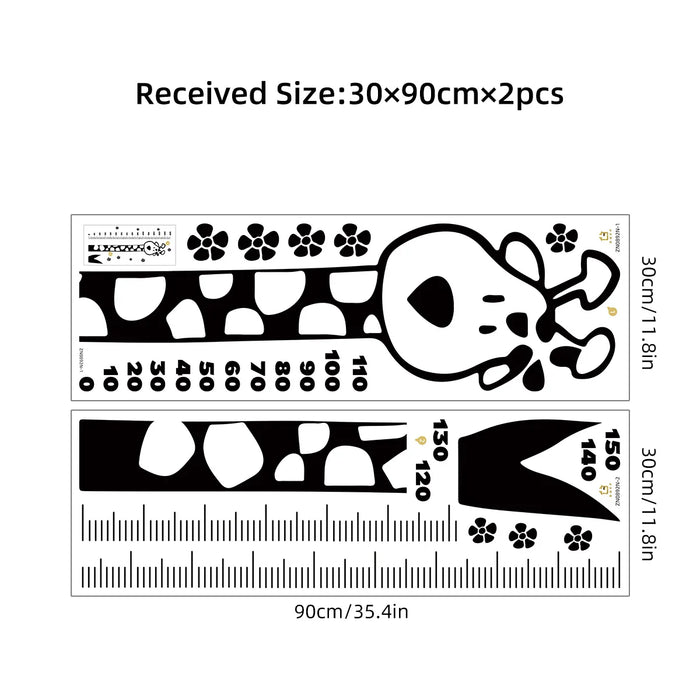 2 Piece Giraffe Height Sticker Set For Kids Room Decor And Growth Measurement