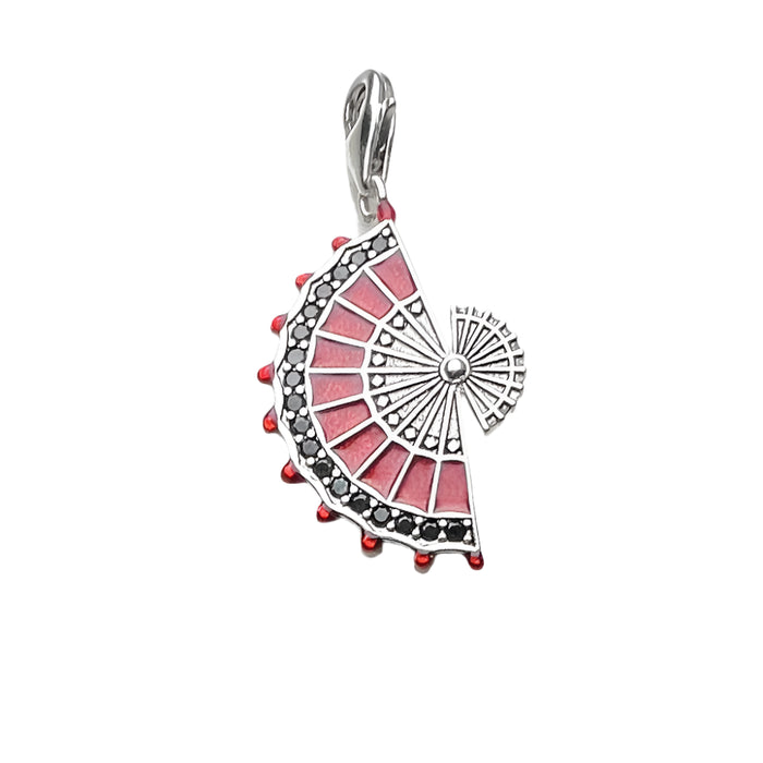 925 Sterling Silver Red Fan Spring Pendant Fashion Jewelry For Women