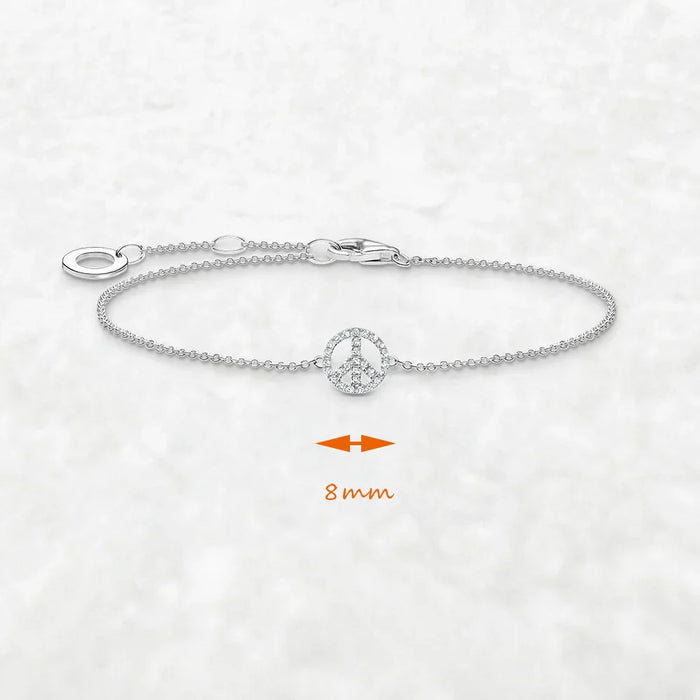 925 Sterling Silver White Zircon Peace Bracelet Link Chain Jewelry For Women