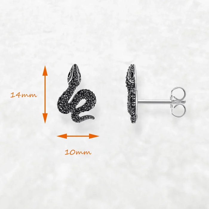 925 Sterling Silver Vintage Snake Stone Earrings