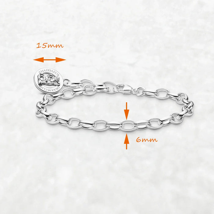925 Sterling Silver Real Charm Bracelet For Women & Men