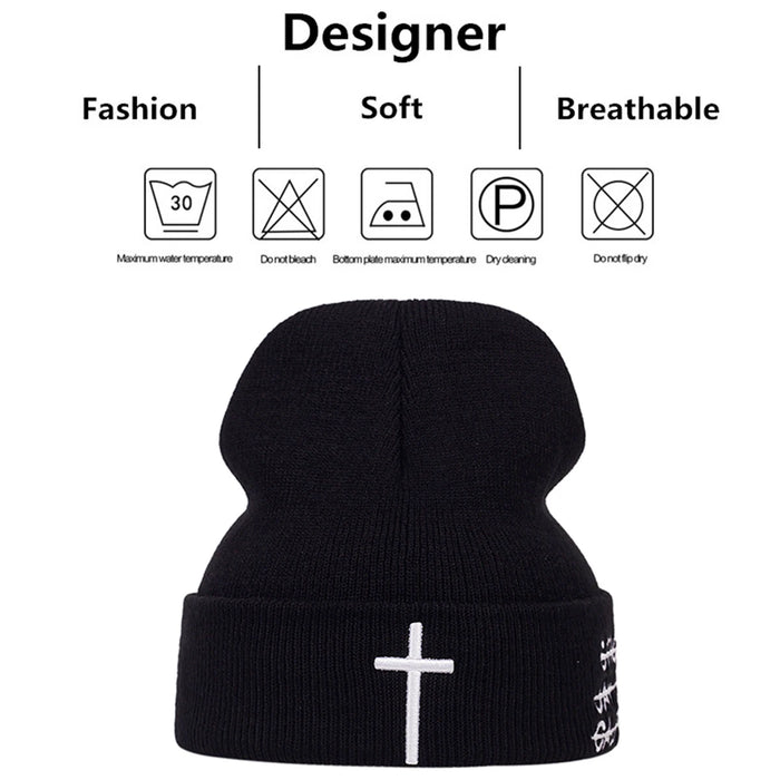 Embroidered Unisex Beanie For Autumn / Winter Hip Hop Cap For Women / Men