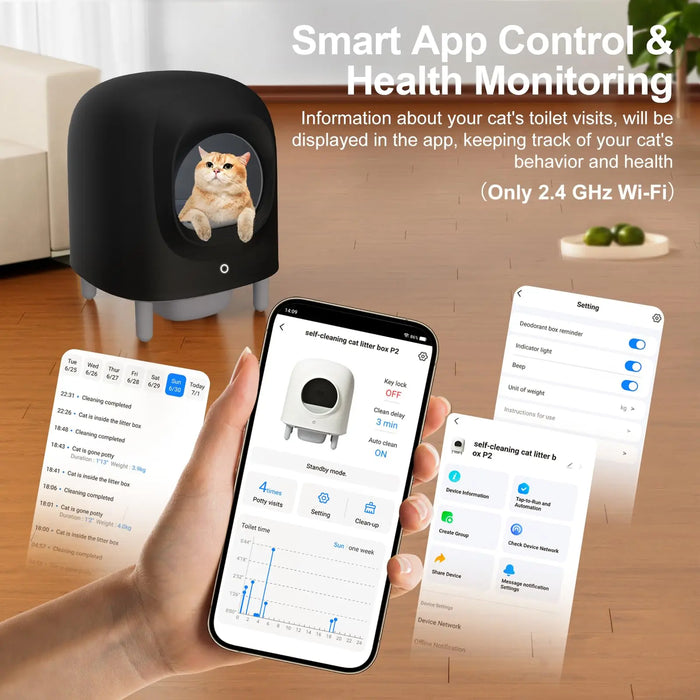 56L Extra Large Self Cleaning Cat Litter Box With App Control