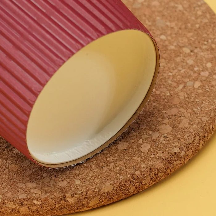 25Pc 8Oz Burgundy Double Wall Insulated Paper Coffee Cups With Lids Portable & Disposable