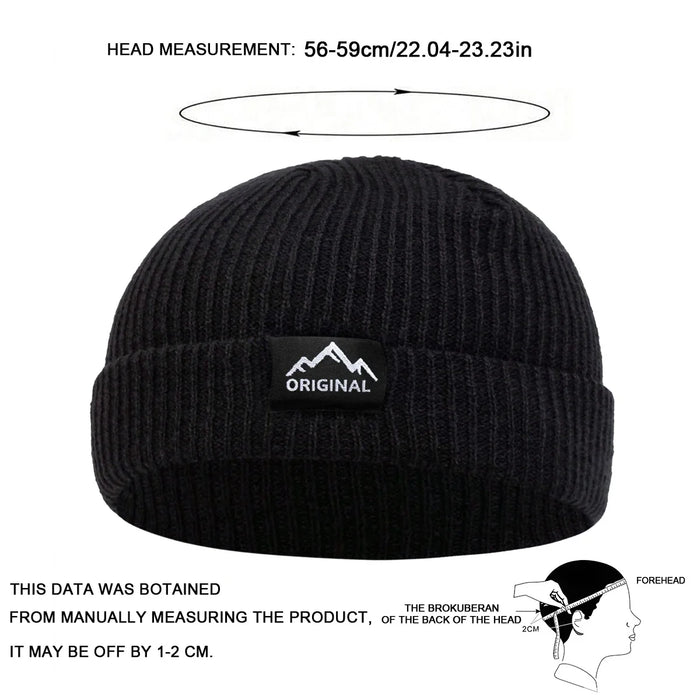 Unisex Mountain Range Label Embroidery Beanie Warm Knit Hat For Autumn / Winter Hip Hop Cap For Women / Men