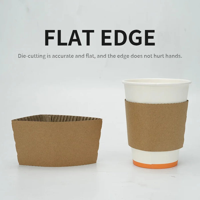 50 Piece Non Slip Kraft Coffee Cup Sleeves For 8 16Oz Hot / Cold Drinks