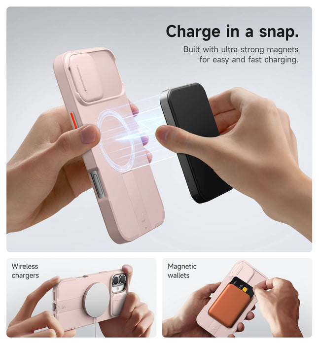 For Iphone 16 Pro Max Slide Camera Shockproof Protective Case With Stand