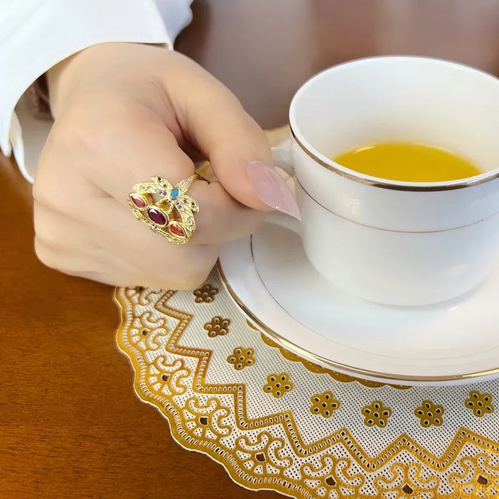 925 Sterling Silver Dragonfly Ring Colourful Bihemia