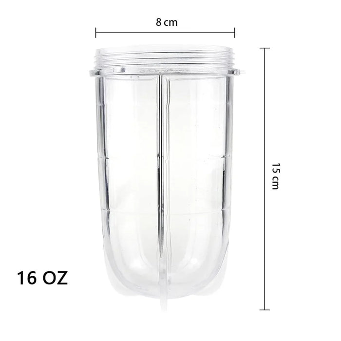 2 Pack 16 Ounce Tall Cup With Black Jar Lid Compatible With Magic Bullet Blender Juicer 250W Mb1001