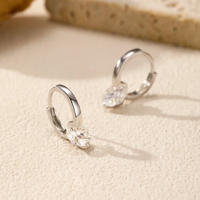 925 Sterling Silver 1.0Ct D Colour Moissanite Hoop Earrings In For Women