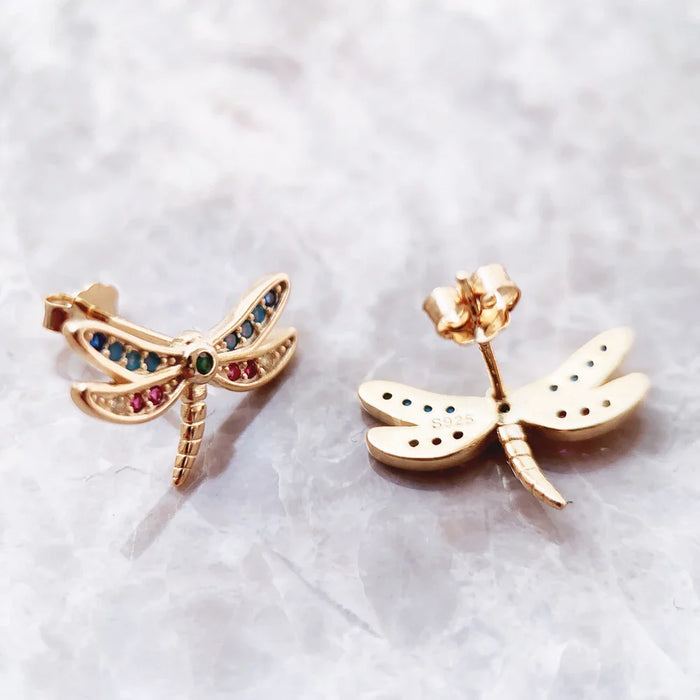 925 Sterling Silver Boho Dragonfly Studs For Women