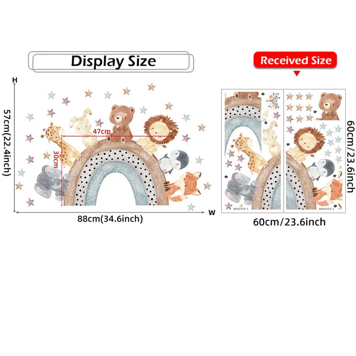 Colourful Animal Rainbow Wall Decals For Kids Room