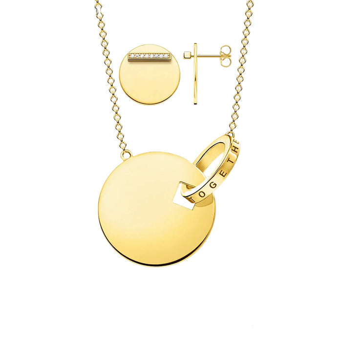 925 Sterling Silver Round Ornament Necklace & Earring Set For Women