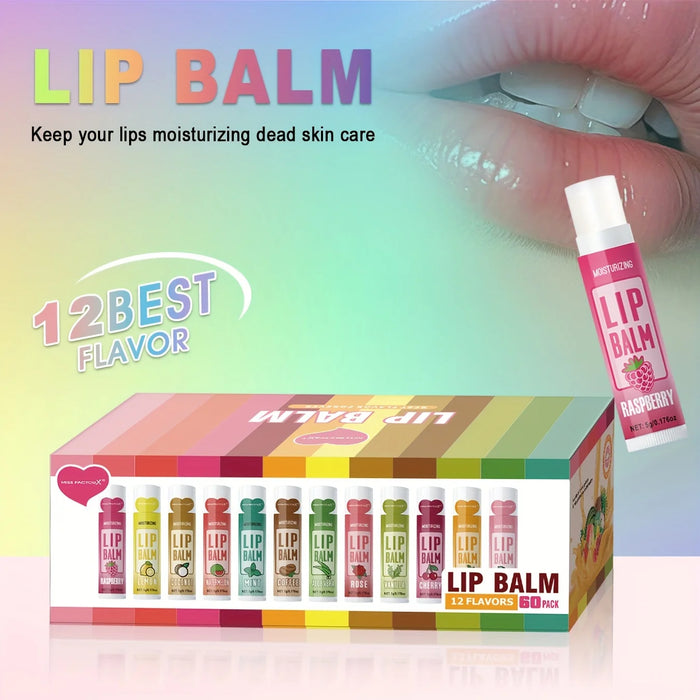 60 Piece Lip Balm Set For Holiday Parties Deep Moisturizing & Brightening