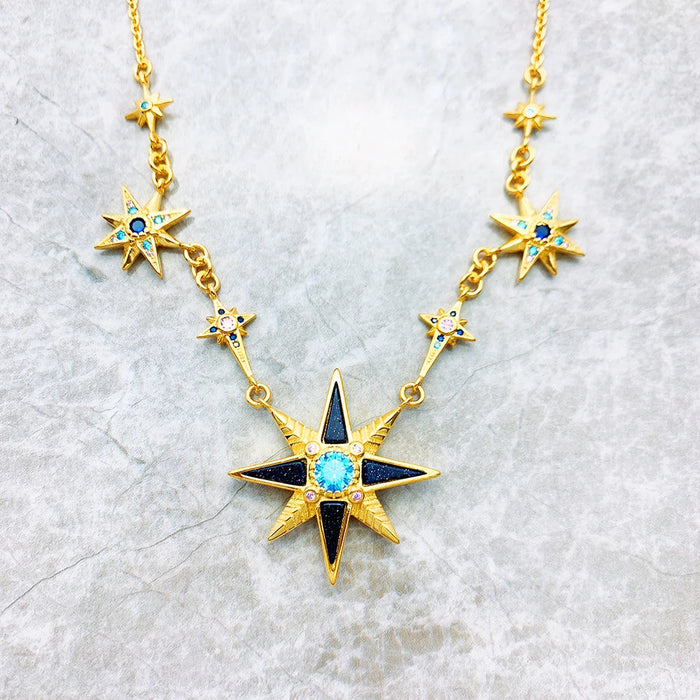 925 Sterling Silver Vintage Gold Link Necklace Cosmic Fine Jewelry Women