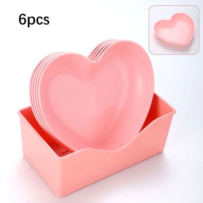 6 Piece Heart Shaped Plate Storage Box For Snacks And Dried Fruit